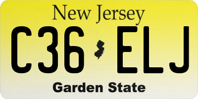 NJ license plate C36ELJ