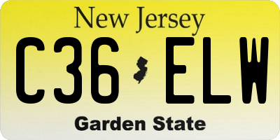 NJ license plate C36ELW