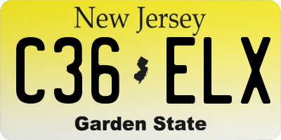 NJ license plate C36ELX