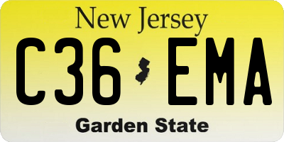 NJ license plate C36EMA