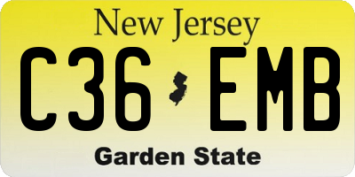 NJ license plate C36EMB