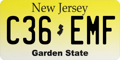 NJ license plate C36EMF