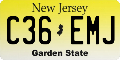 NJ license plate C36EMJ