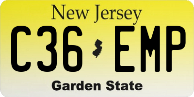 NJ license plate C36EMP