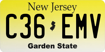 NJ license plate C36EMV