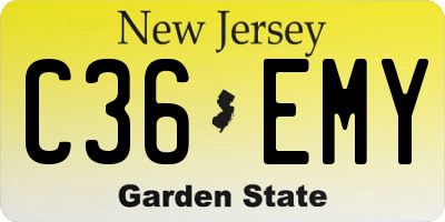 NJ license plate C36EMY