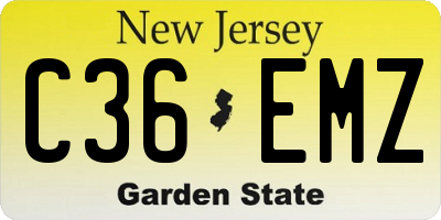 NJ license plate C36EMZ