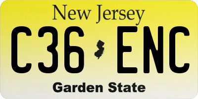 NJ license plate C36ENC