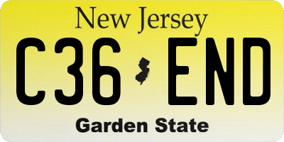 NJ license plate C36END