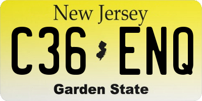 NJ license plate C36ENQ