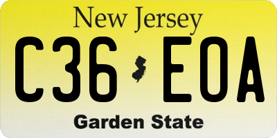 NJ license plate C36EOA