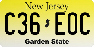 NJ license plate C36EOC