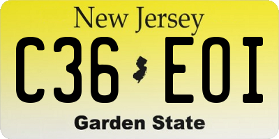 NJ license plate C36EOI