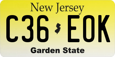 NJ license plate C36EOK