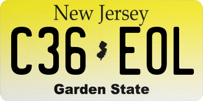 NJ license plate C36EOL