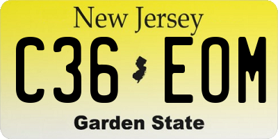 NJ license plate C36EOM