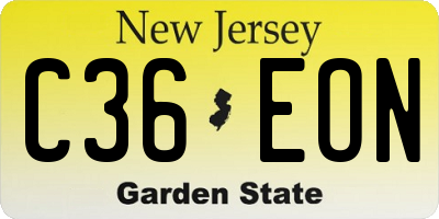 NJ license plate C36EON