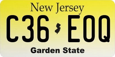 NJ license plate C36EOQ