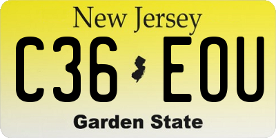NJ license plate C36EOU