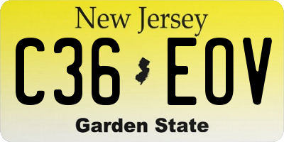 NJ license plate C36EOV