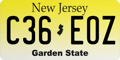 NJ license plate C36EOZ