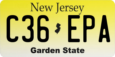 NJ license plate C36EPA
