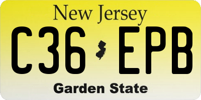 NJ license plate C36EPB