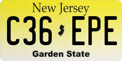 NJ license plate C36EPE