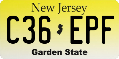 NJ license plate C36EPF