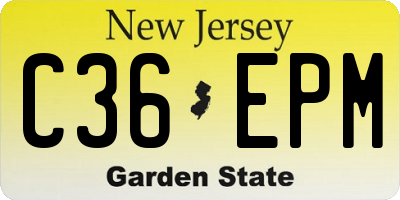 NJ license plate C36EPM