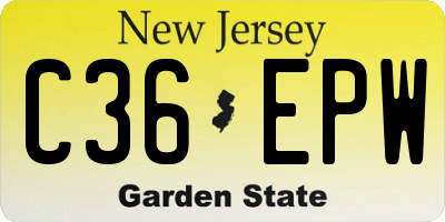 NJ license plate C36EPW