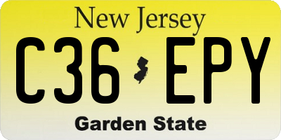 NJ license plate C36EPY