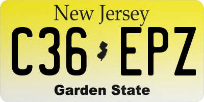 NJ license plate C36EPZ