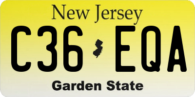 NJ license plate C36EQA