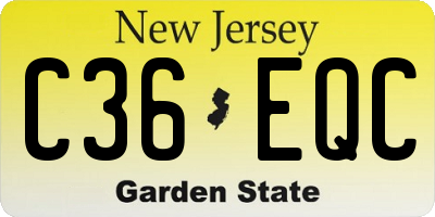 NJ license plate C36EQC