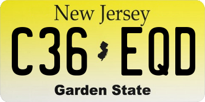 NJ license plate C36EQD