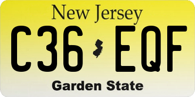 NJ license plate C36EQF
