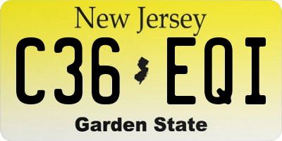 NJ license plate C36EQI