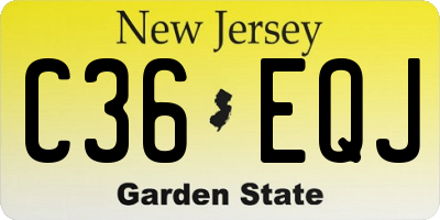 NJ license plate C36EQJ