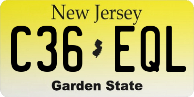 NJ license plate C36EQL