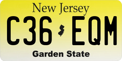 NJ license plate C36EQM
