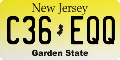 NJ license plate C36EQQ