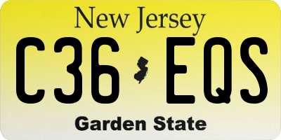 NJ license plate C36EQS