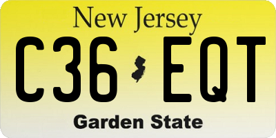 NJ license plate C36EQT