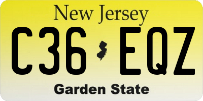 NJ license plate C36EQZ