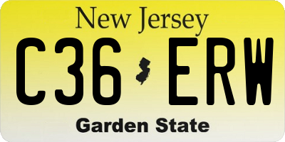 NJ license plate C36ERW