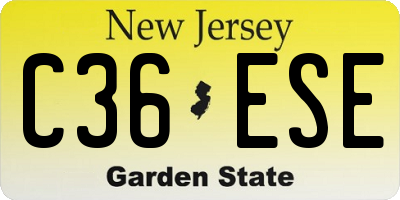 NJ license plate C36ESE