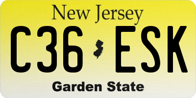 NJ license plate C36ESK