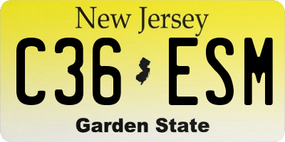 NJ license plate C36ESM