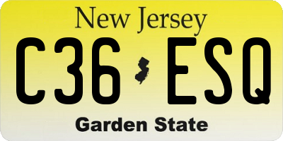 NJ license plate C36ESQ